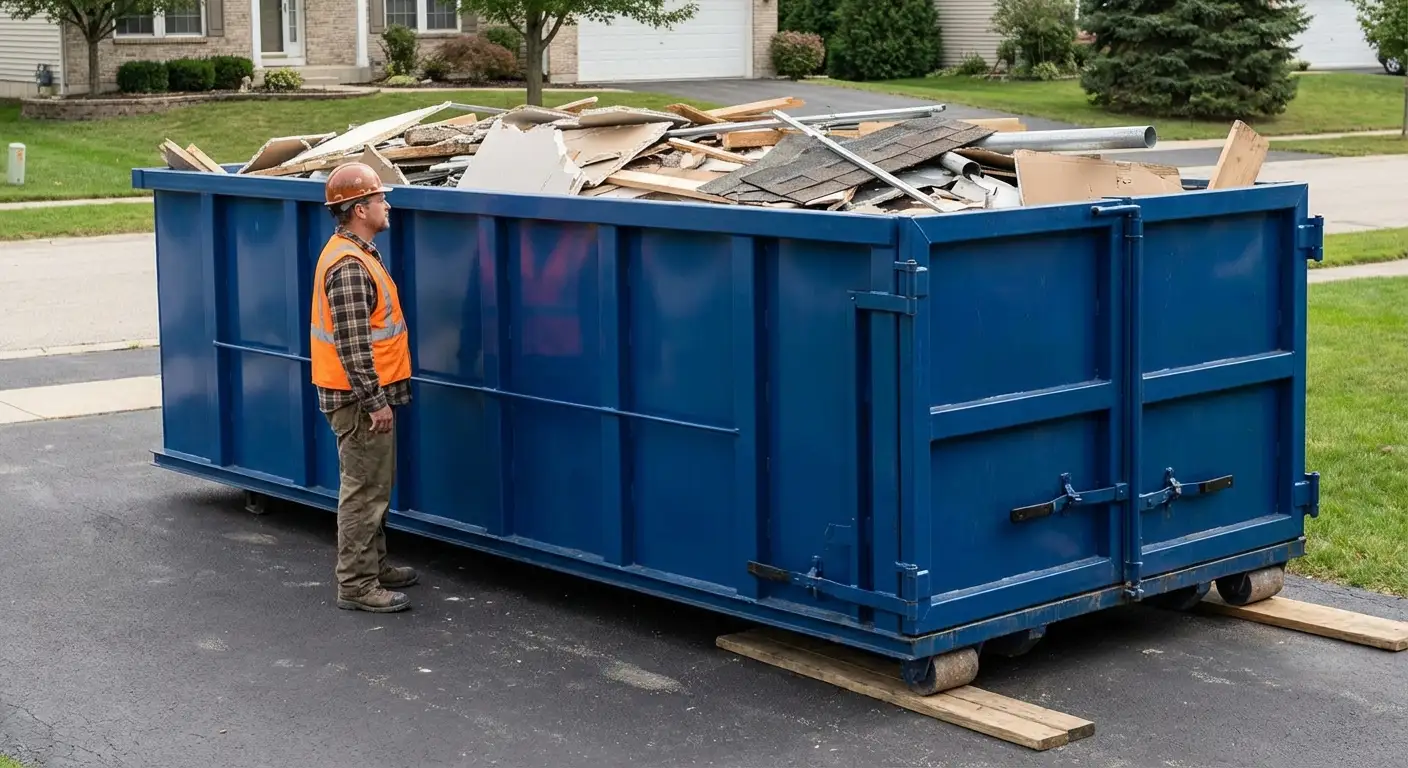 Dumpster loaded correctly to avoid overage fees in Millbrook, AL