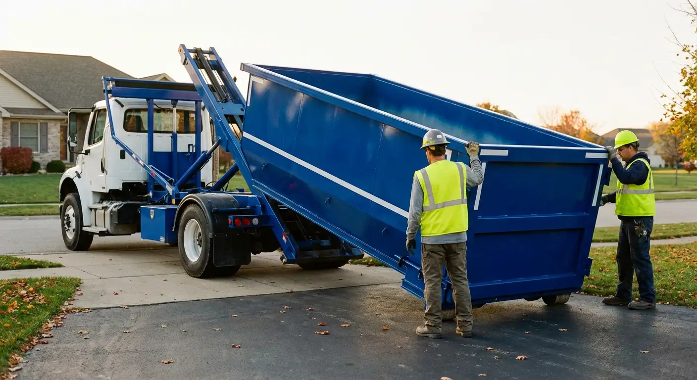 Roll-off dumpster delivery truck in Millbrook, AL