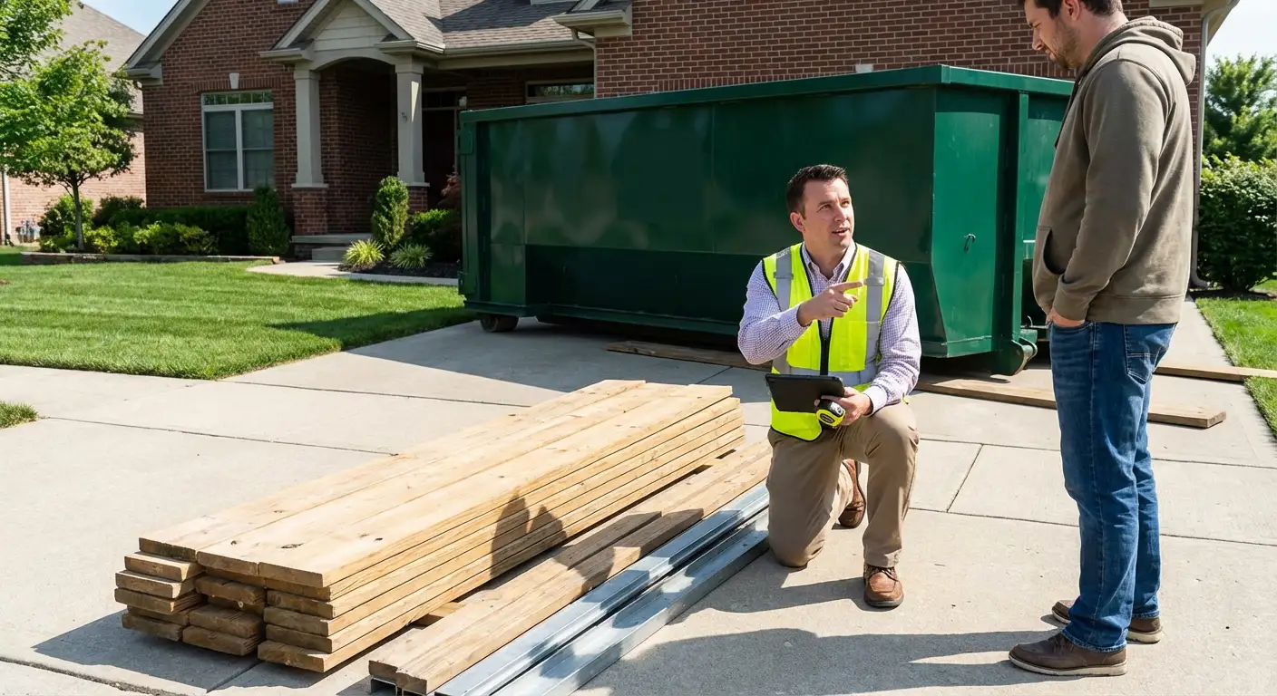 Dumpster rental delivery truck in Millbrook