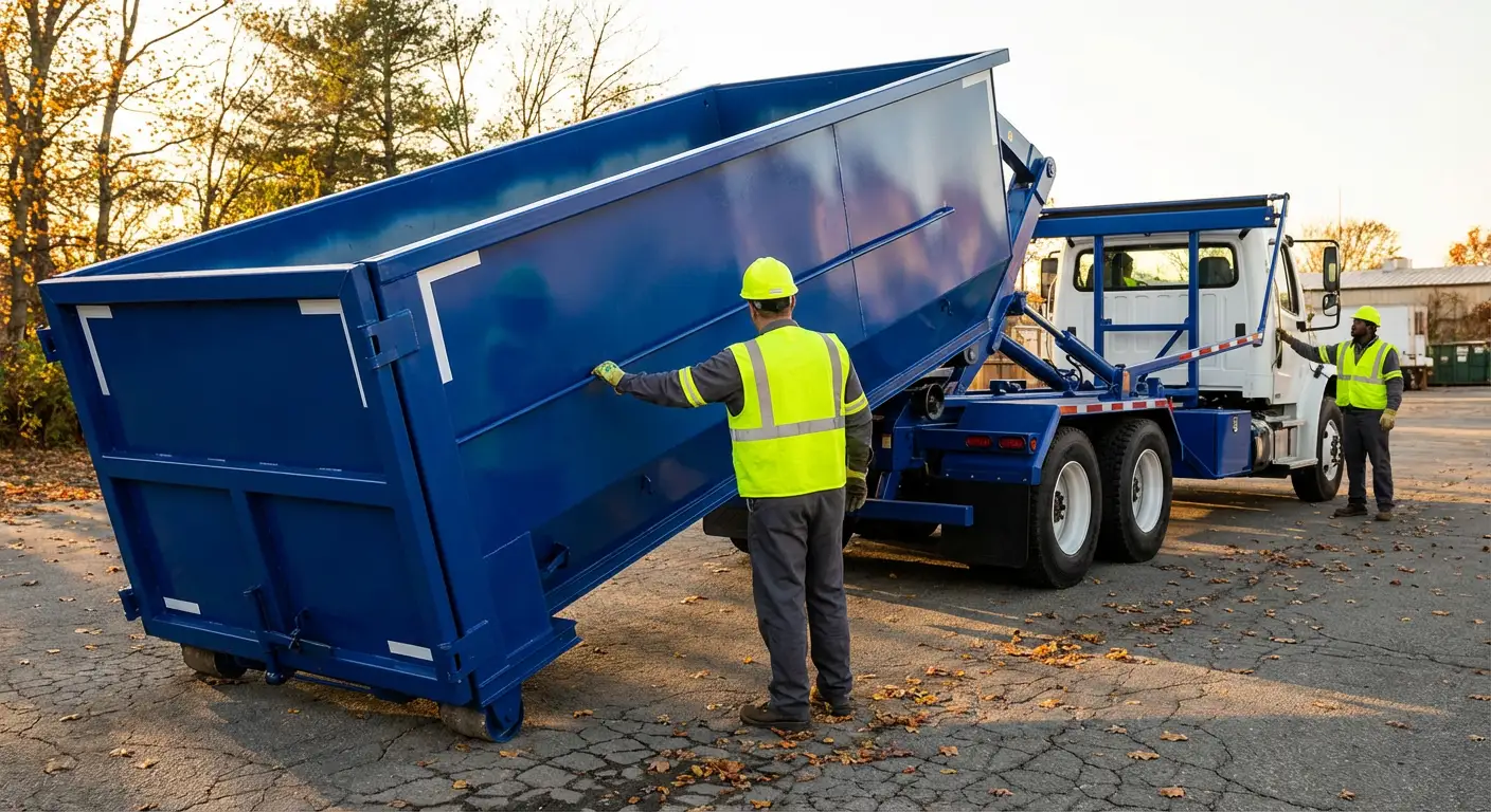 Commercial roll-off dumpster delivery truck in Millbrook, AL