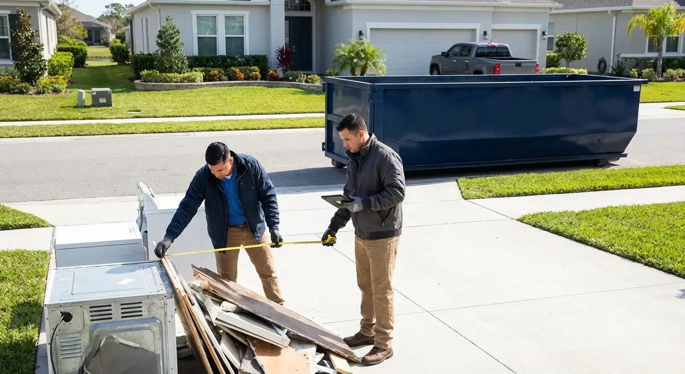 Concrete dumpster rental delivery truck in Millbrook, AL